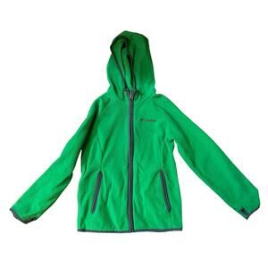 Bright Green Columbia Fleece Zip Up Hooded Jacket Size Medium